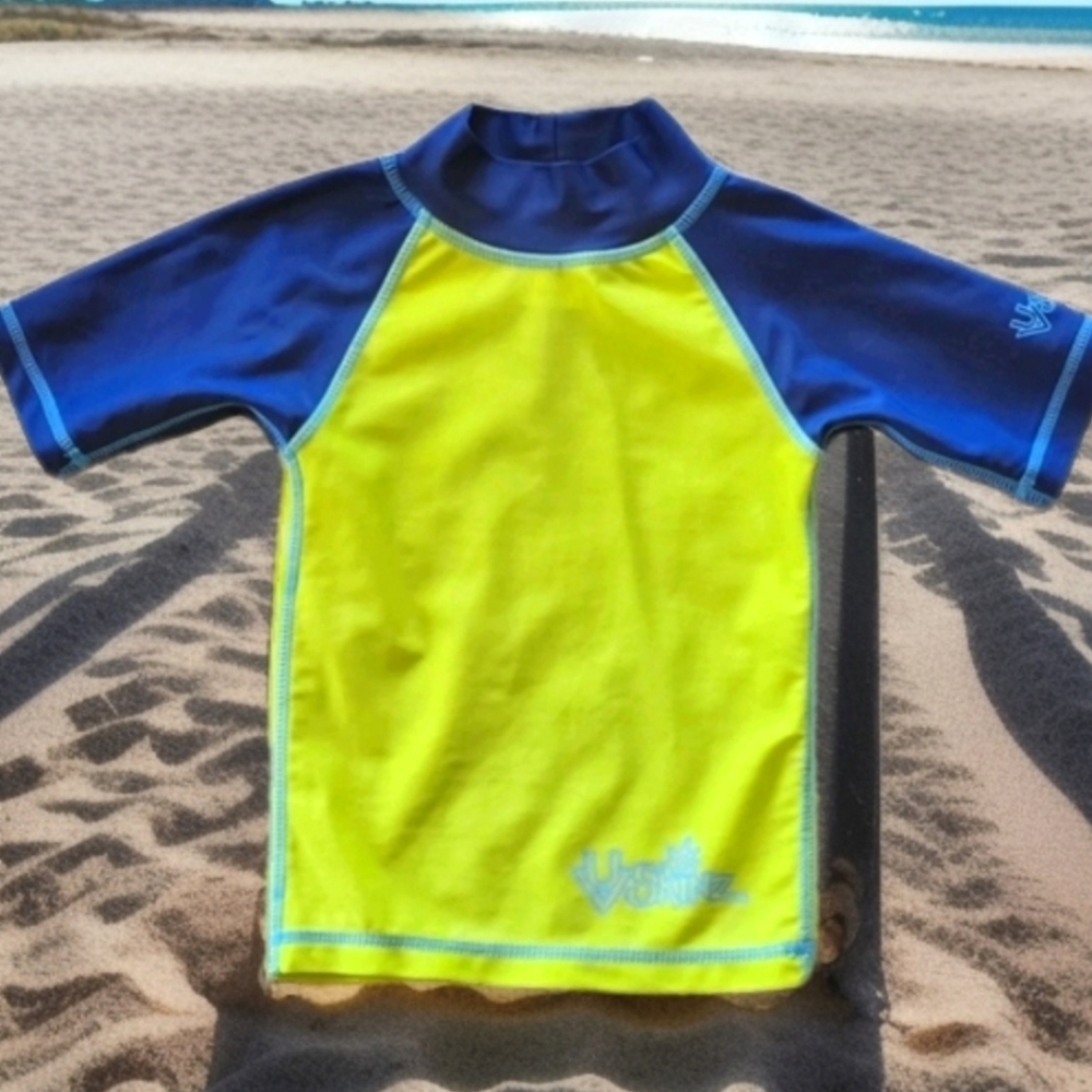 NWOT UV Skinz Rashgaurd Size 12/18 months Colors royal blue and neon green